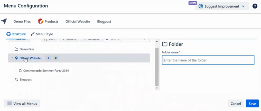 A screenshot showing how to add nested menus on the Subspace Navigation for the Confluence app.